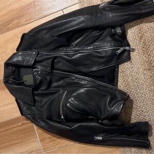 All Saints Black Leather Performance Jacket